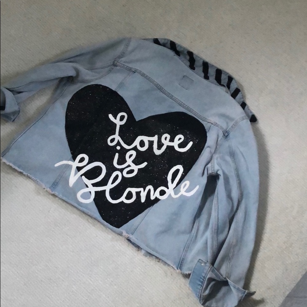 LOVE IS BLONDE hand painted denim jacket 🖤